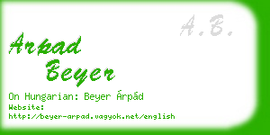 arpad beyer business card